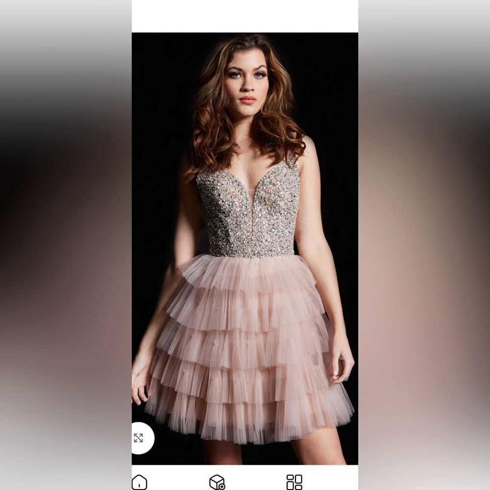 Jovani Pink Sequin Bodice Prom Dress